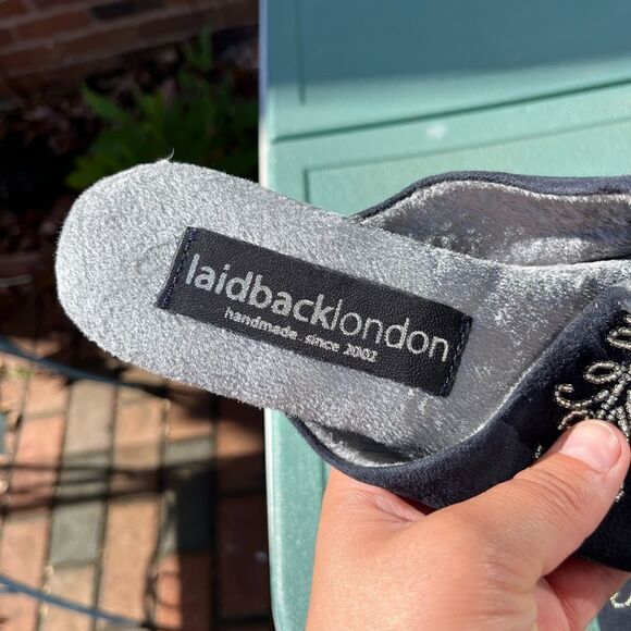 Anthropologie Laidback London Handmade Velvet Beaded Mules NWT - Picture 5 of 8